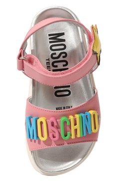 Детские кожаные сандалии MOSCHINO розового цвета, арт. 74415/28-35 | Фото 4 (Материал внутренний: Натуральная кожа)