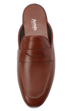 Мужского кожаные домашние туфли FARFALLA коричневого цвета, арт. G13 | Фото 5 (Материал внутренний: Натуральная кожа; Мужское Кросс-КТ: тапочки-обувь)