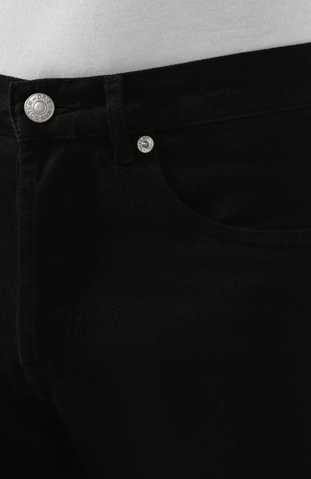 Мужские джинсы DRIES VAN NOTEN черного цвета, арт. 201-22412-9395 | Фото 5 (Силуэт М (брюки): Прямые; Кросс-КТ: Деним; Длина (брюки, джинсы): Стандартные; Материал внешний: Хлопок)