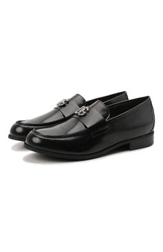 Мужского кожаные лоферы DOLCE & GABBANA черного цвета, арт. DA5060/AY221/29-36 | Фото 1 (Мальчики Кросс-КТ: лоферы; Мальчики-школьная форма: Классическая обувь)
