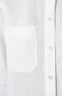 Женская льняная рубашка DEREK ROSE белого цвета, арт. 1516-SICI001 | Фото 5 (Материал сплава: Проставлено; Нос: Не проставлено; Женское Кросс-КТ: Домашние топы, Блуза-белье; Материал внешний: Лен)
