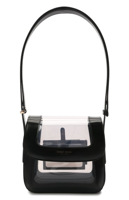 Женская сумка la prima GIORGIO ARMANI черного цвета, арт. Y1E138/YJ09A | Фото 1 (Размер: mini; Материал: Натуральная кожа; Сумки-технические: Сумки top-handle; Ремень/цепочка: На ремешке)