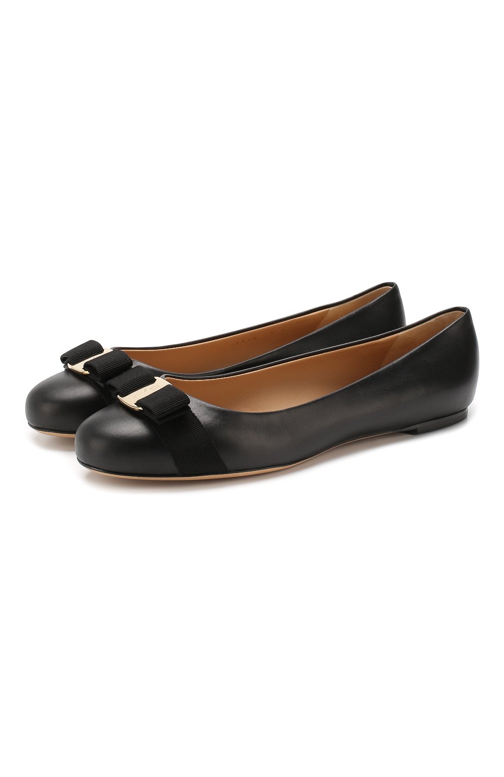 Женские черные кожаные балетки SALVATORE FERRAGAMO купить в интернет ...