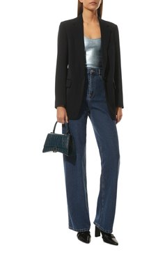 Женский шерстяной жакет DRIES VAN NOTEN темно-синего цвета, арт. 221-010428-4236 | Фото 2 (Материал внешний: Шерсть; Рукава: Длинные; Случай: Повседневный; Длина (для топов): Удлиненные; 1-2-бортные: Однобортные; Материал подклада: Вискоза; Женское Кросс-КТ: Жакет-одежда; Стили: Кэжуэл)