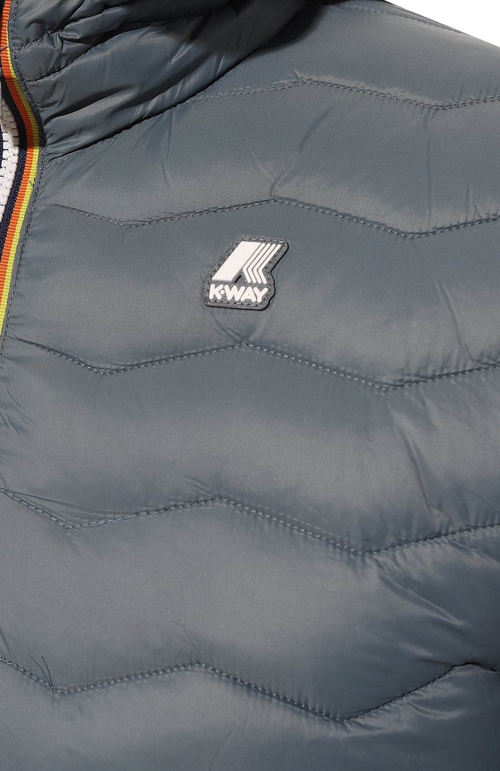 Мужская утепленная куртка K-WAY голубого цвета, арт. K6121HW | Фото 5 (Кросс-КТ: Куртка; Рукава: Длинные; Материал внешний: Синтетический материал; Мужское Кросс-КТ: утепленные куртки; Материал сплава: Проставлено; Мат ериал подклада: Синтетический материал; Драгоценные камни: Проставлено; Длина (верхняя одежда): Короткие; Стили: Кэжуэл)