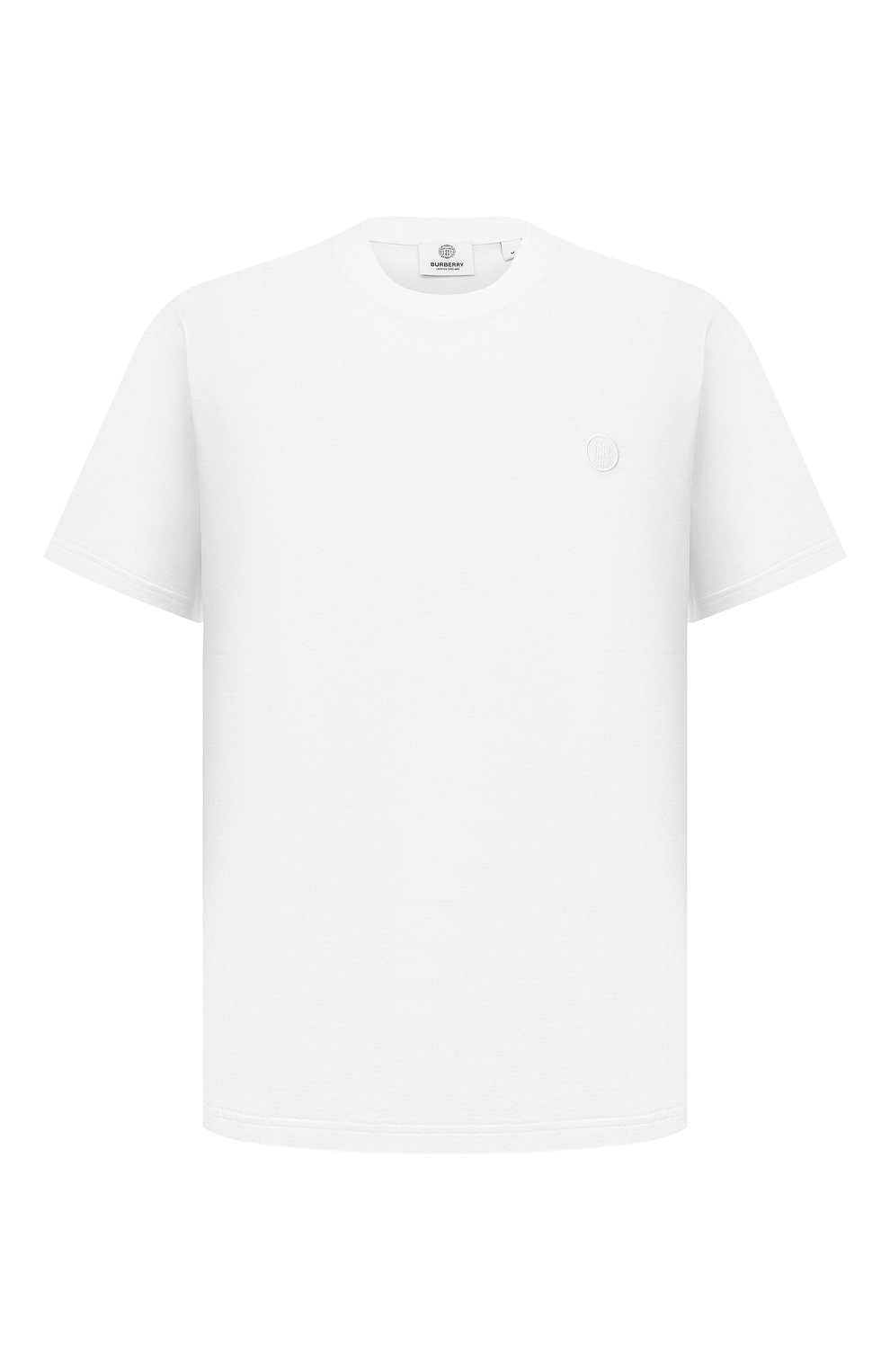 Мужская хлопковая футболка BURBERRY белого цвета, арт. 8041699 | Фото 1 (Принт: Без принта; Рукава: Короткие; Длина (для топов): Стандартные; Материал внешний: Хлопок; Стили: Кэжуэл)