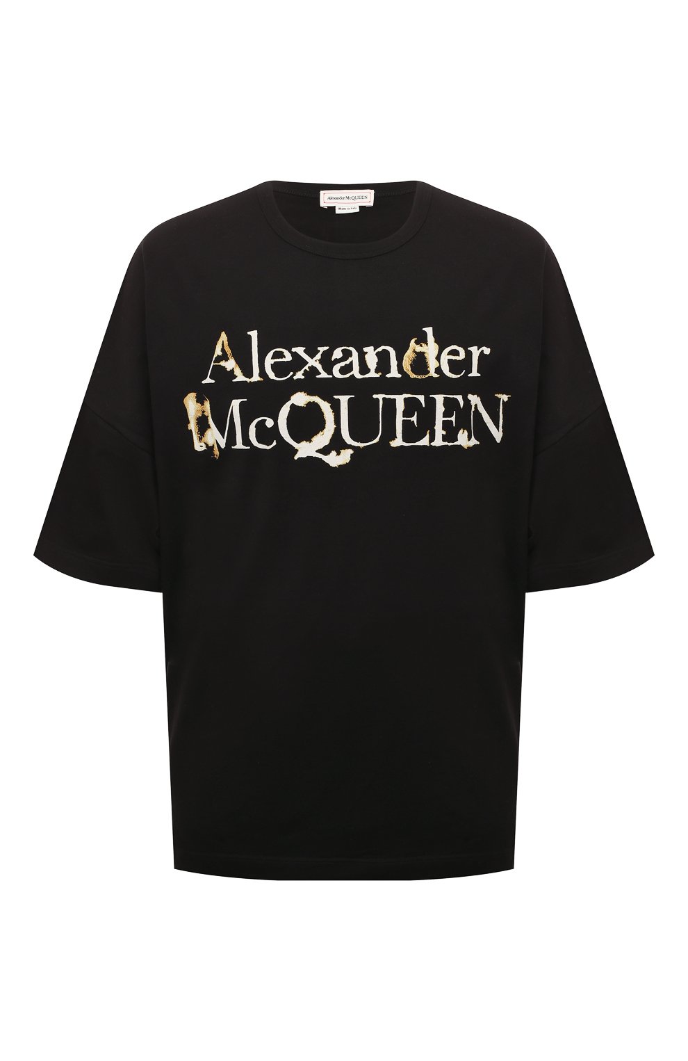 Хлопковая футболка Alexander McQueen Чёрный 710955/QTZ350901 6018609