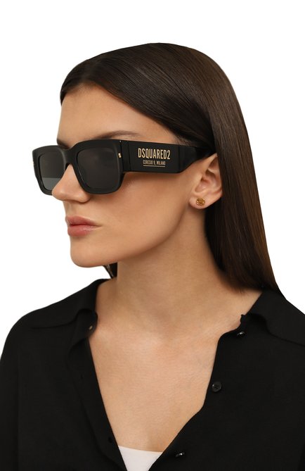 Женские солнцезащитные очки DSQUARED2 черного цвета, арт. D20089 2M2 | Фото 2 (Кросс-КТ: С/з-унисекс; Тип очков: С/з; Материал: Пластик; Оптика Гендер: оптика-унисекс; Очки форма: Квадратные)