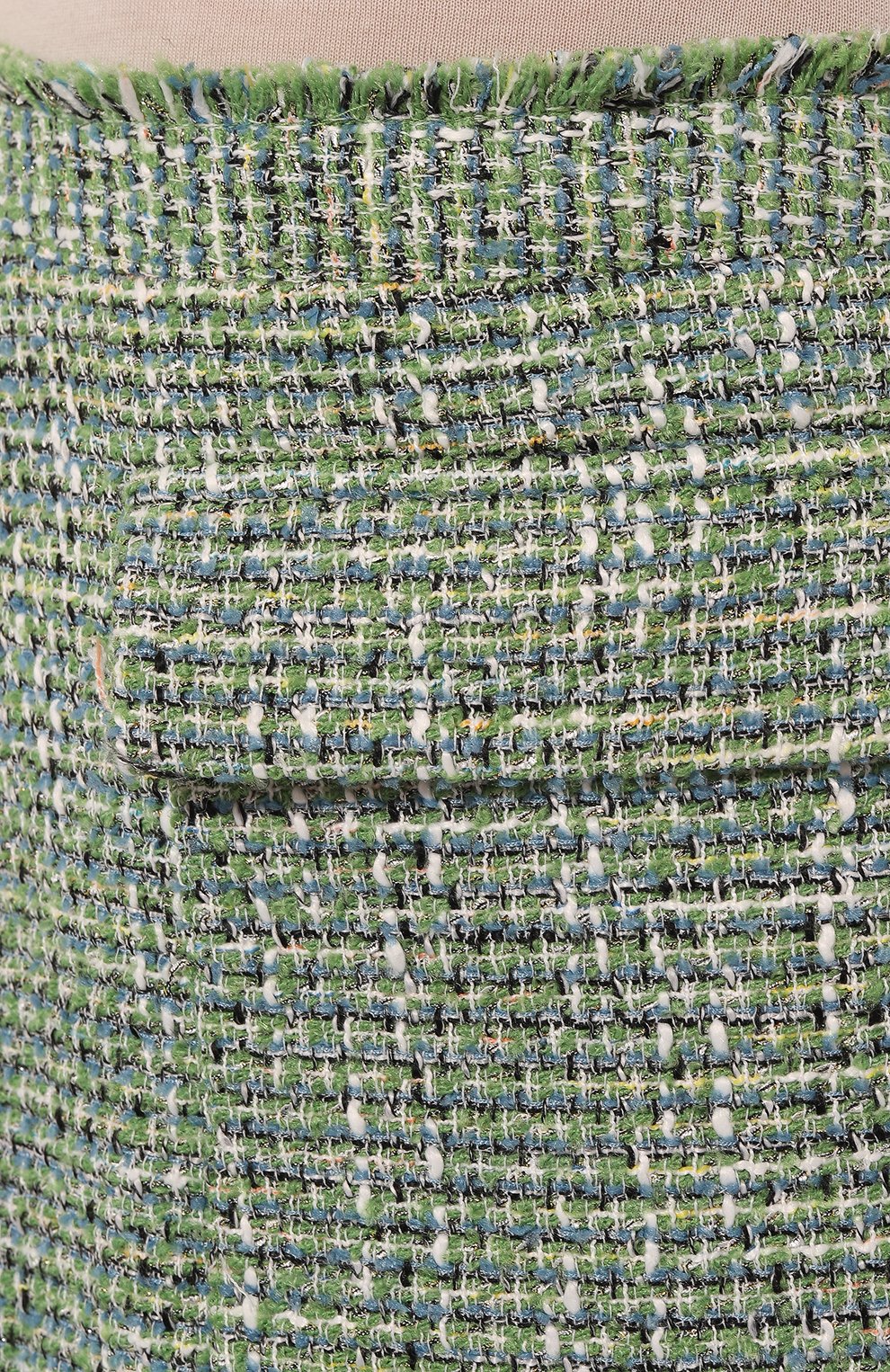 Женская юбка SELF-PORTRAIT светло-зеленого цвета, арт. PF22-083 | Фото 5 (Длина Ж (юбки, платья, шорты): Мини; Стили: Преппи; Материал внешний: Синтетический материал; Женское Кросс-КТ: Юбка-одежда; Материал подклада: Синтетический материал)