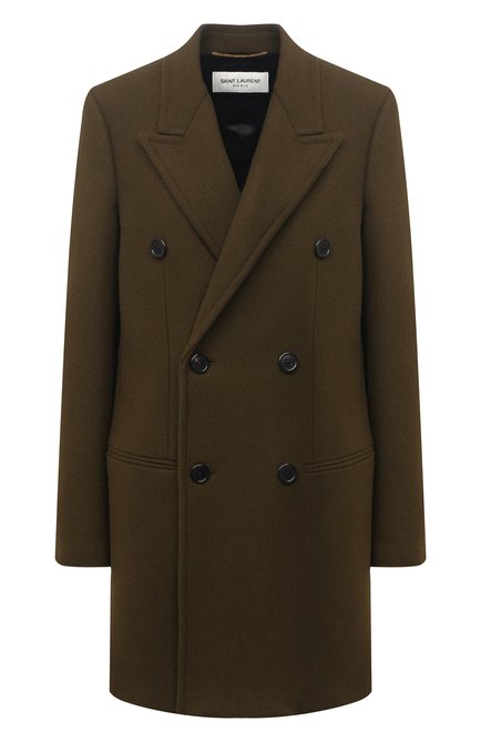 Женское шерстяное пальто SAINT LAURENT хаки цвета по цене 299500 руб., арт. 514595/Y5B58 | Фото 1