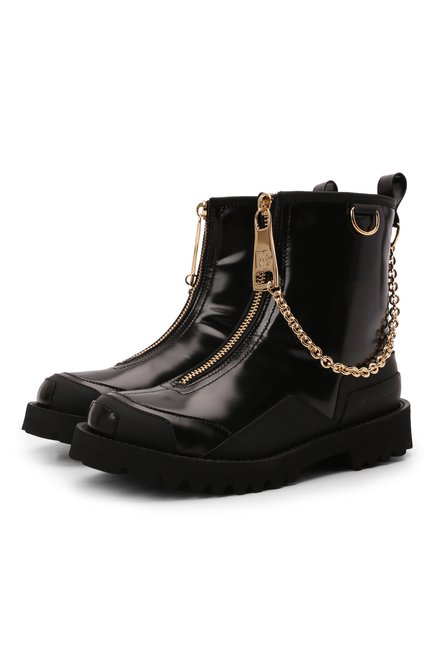 Детские кожаные ботинки DOLCE & GABBANA черного цвета по цене 56050 руб., арт. D11071/AQ673/29-36 | Фото 1