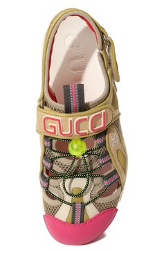 Женские комбинированные сандалии GUCCI разноцветного цвета, арт. 570440 98D30 | Фото 6 (Материал внешний: Текстиль; Подошва: Платформа)