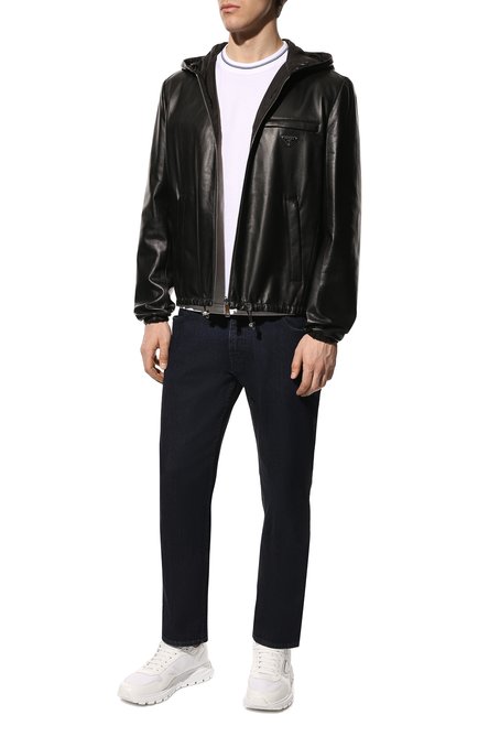 Мужская двусторонняя куртка PRADA черного цвета, арт. UPW281-038-F0002 | Фото 2 (Кросс-КТ: Куртка; Длина (верхняя одежда): Короткие; Мужское Кросс-КТ: Кожа и замша; Стили: Кэжуэл; Материал внешний: Натуральная кожа; Рукава: Длинные)