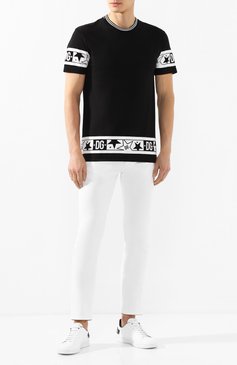 Мужская хлопковая футболка DOLCE & GABBANA черного цвета, арт. G8KD0T/FI7K2 | Фото 2 (Рукава: Короткие; Длина (для топов): Стандартные; Принт: С принтом; Мужское Кросс-КТ: Футболка-одежда; Материал внешний: Хлопок; Стили: Кэжуэл)