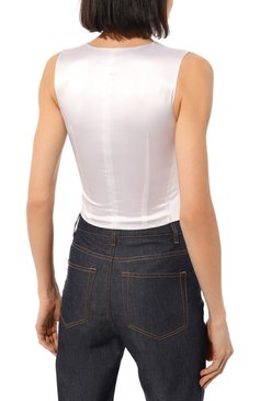 Женский жилет из хлопка и шелка DOLCE & GABBANA белого цвета, арт. F79H5T/FUFK0 | Фото 4 (Материал сплава: Проставлено; Женское Кросс-КТ: Жилет-одежда; Нос: Не проставлено; Материал внешний: Хлопок; Стили: Классический; Драгоценные камни: Проставлено; Длина (верхняя одежда): Короткие; Материал подклада: Шелк)
