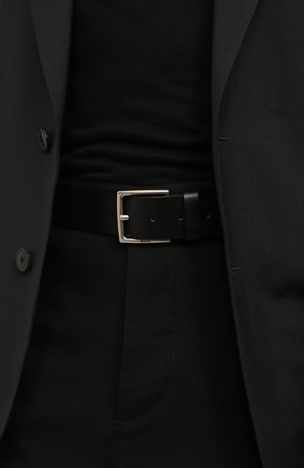 Мужской кожаный ремень BOSS черного цвета, арт. 50475296 | Фото 2 (Материал: Натуральная кожа; Нос: Не проставлено; Материал сплава: Проставлено)
