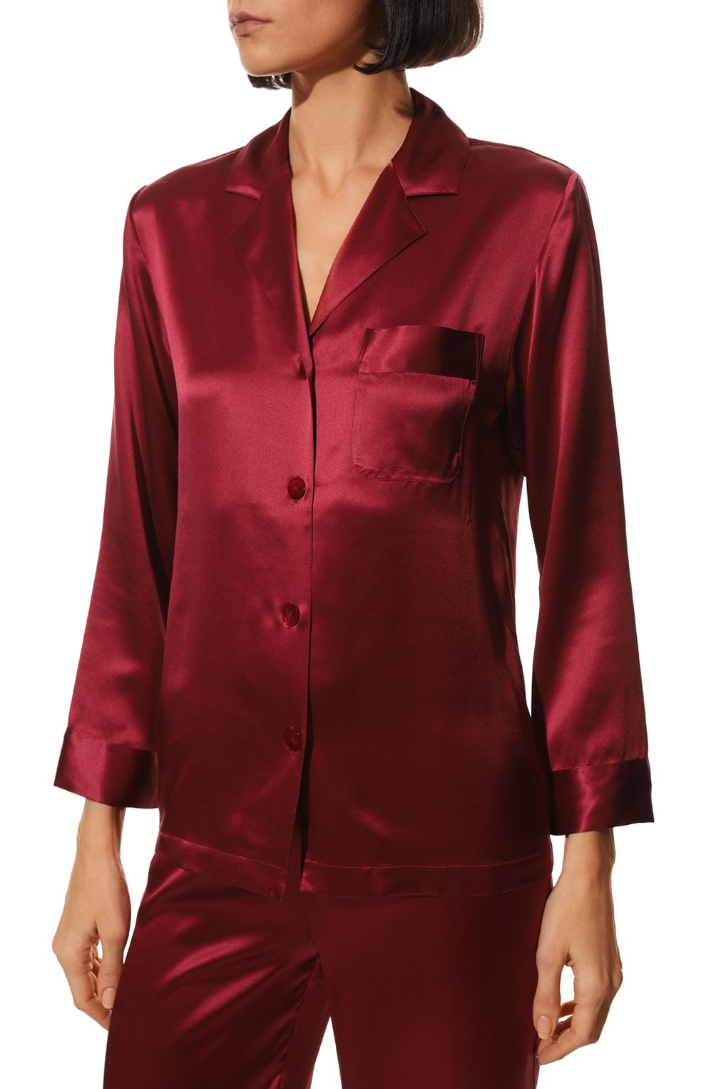 Женская шелковая пижама LUNA DI SETA красного цвета, арт. VLST08007 | Фото 3 (Материал внешний: Шелк)