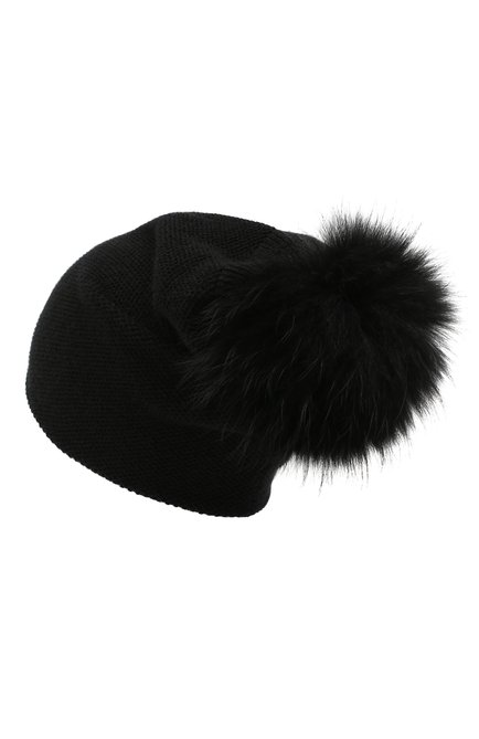 Женская кашемировая шапка INVERNI черного цвета, арт. 4943CM | Фото 2 (Материал: Кашемир, Шерсть, Текстиль)