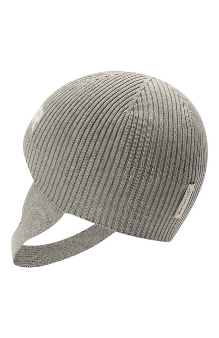Детского хлопковая шап ка MONCLER серого цвета, арт. G2-951-9Z714-00-V9217 | Фото 2 (Материал: Хлопок, Текстиль)