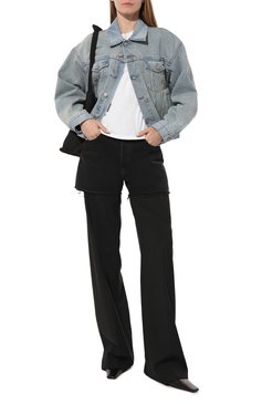 Женская джинсовая куртка MM6 голубого цвета, арт. S52AM0265/S30589 | Фото 2 (Кросс-КТ: Куртка, Деним; Рукава: Длинные; Стили: Гранж; Материал сплава: Проставлено; Материал внешний: Хлопок, Деним; Драгоценные камни: Проставлено; Длина (верхняя одежда): Короткие)