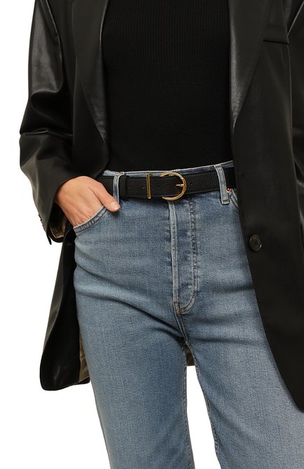 Женский кожаный ремень COCCINELLE черного цвета, арт. E3 N35 11 06 01 | Фото 2 (Материал: Натуральная кожа)