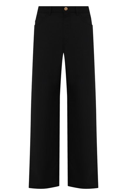Мужские шерстяные брюки VERSACE черного цвета, арт. A88938/1F01050 | Фото 1 (Стили: Ретро; Случай: Повседневный; Материал подклада: Купро; Материал внешний: Шерсть; Длина (брюки, джинсы): Стандартные)