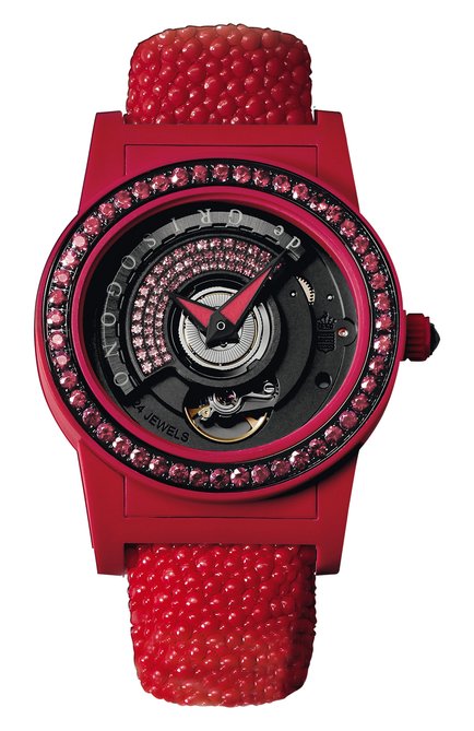 Женские часы red DE GRISOGONO бесцветного цвета, арт. TONDO BY NIGHT S08 | Фото 1 (Материал корпуса: Другое; Цвет циферблата: Чёрный; Механизм: Автомат)