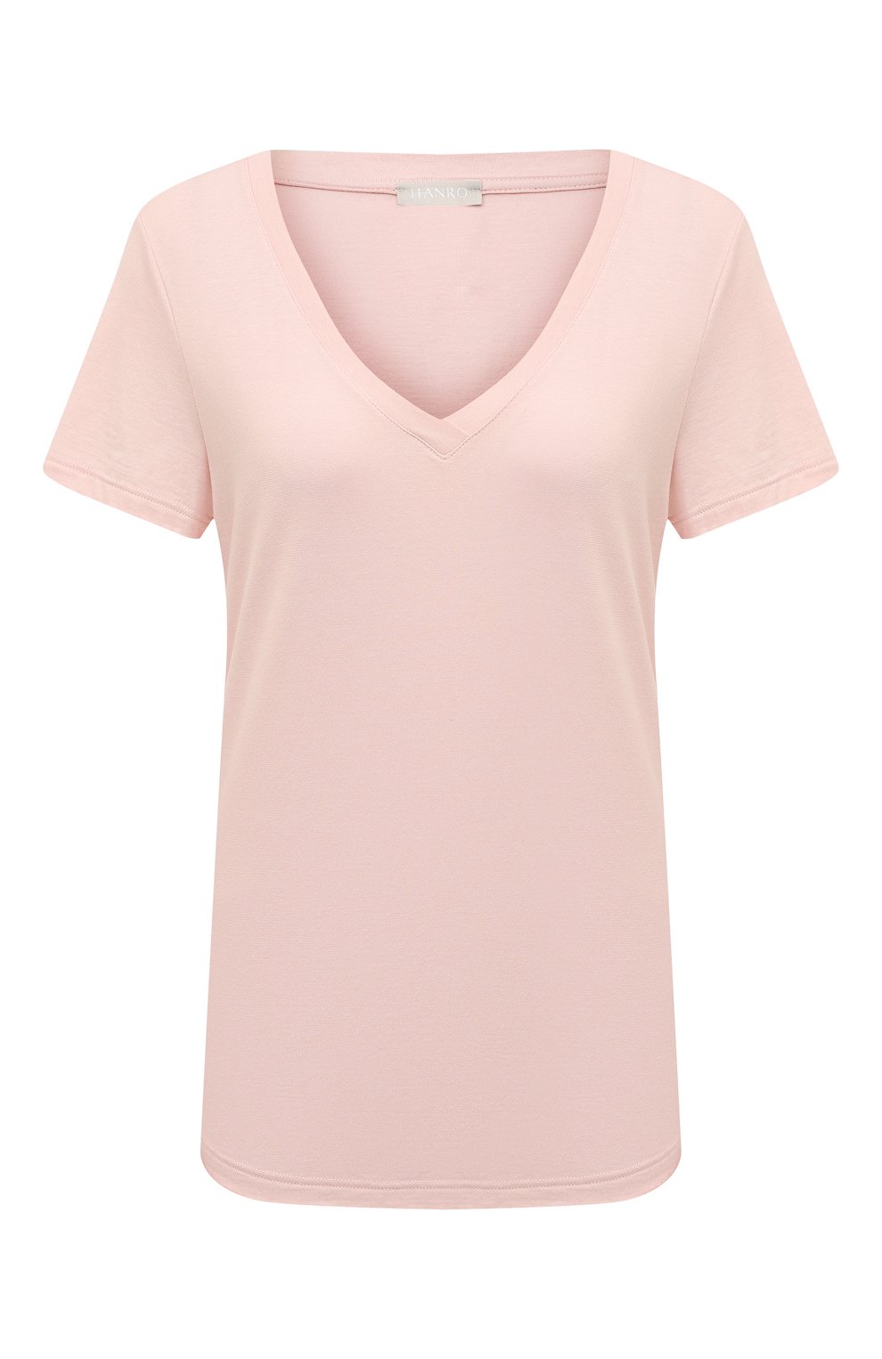 Женская футболка HANRO розового цвета, арт. 077876. | Фото 1 (Материал внешний: Синтетический материал, Хлопок; Женское Кросс-КТ: Футболка-белье, Домашние топы)