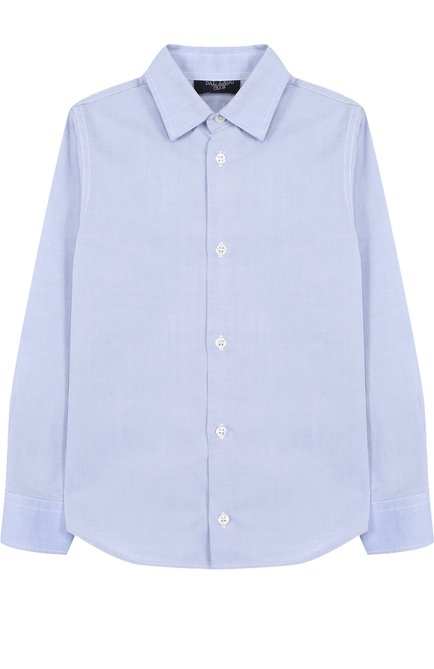 Детская хлопковая рубашка прямого кроя DAL LAGO голубого цвета, арт. N402/1165/4-6 | Фото 1 (Рукава: Длинные; Материал внешний: Хлопок; Принт: Без принта; Случай: Формальный; Стили: Классический; Статус проверки: Проверена категория; Мальчики-школьная форма: Рубашки)
