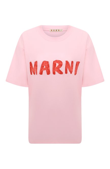 Женская хлопковая футболка MARNI розового цвета по цене 39550 руб., арт. THJET49EPH/USCS11 | Фото 1