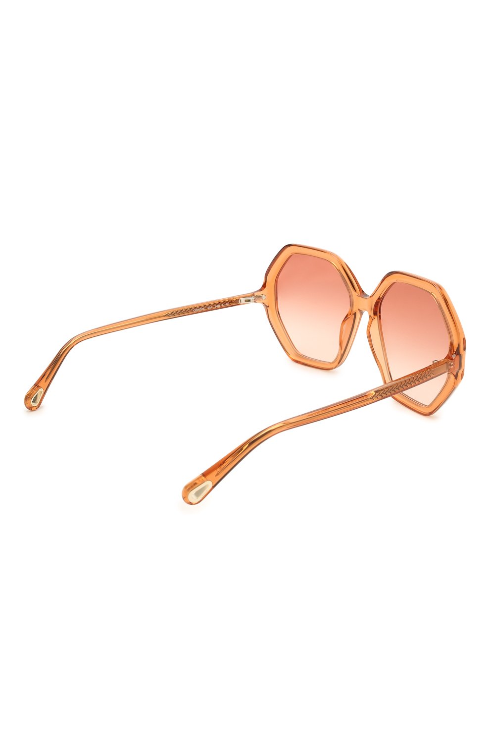 Женские солнцезащитные очки CHLOÉ оранжевого цвета, арт. CH0008S | Фото 4 (Тип очков: С/з; Очки форма: Бабочка)