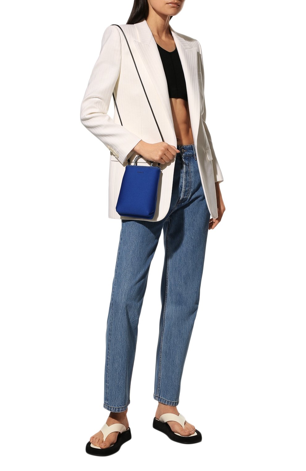 Женский сумка furla ginger mini FURLA синего цвета, арт. WE00337/BX0893 | Фото 7 (Сумки-технические: Сумки-шопперы; Размер: mini; Ремень/цепочка: �На ремешке; Материал: Текстиль)