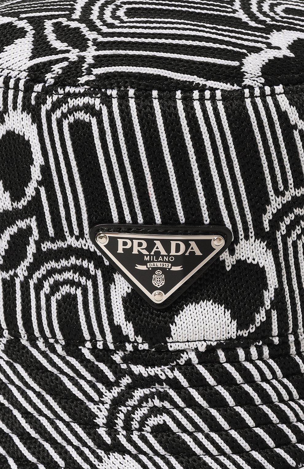 Женская панама PRADA черно-белого цвета, арт. 1HC137-2DYX-F02JQ | Фото 4 (Материал: Текстиль, Синтетический материал; Материал сплава: Проставлено; Нос: Не проставлено)