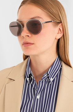 Женские солнцезащитные очки TOD’S серого цвета, арт. X0W02346017AGU | Фото 2 (Тип очков: С/з; Материал: Металл; Оптика Гендер: оптика-женское; Очки форма: Авиаторы)