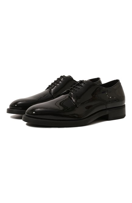 Мужские кожаные дерби GIORGIO ARMANI черного цвета, арт. X2C679/XAT24 | Фото 1 (Материал внешний: Кожа; Материал внутренний: Натуральная кожа; Стили: Классический; Мужское Кросс-КТ: Вечерняя обувь)
