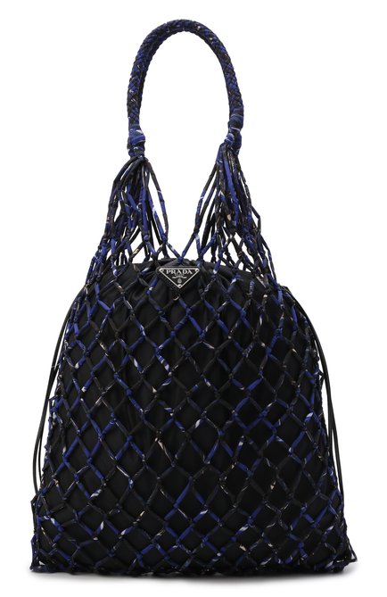 Женский сумка PRADA синего цвета, арт. 1BC091-2CJN-F0016-OOO | Фото 1 (Материал: Текстиль; Размер: large; Сумки-технические: Сумки-шопперы)