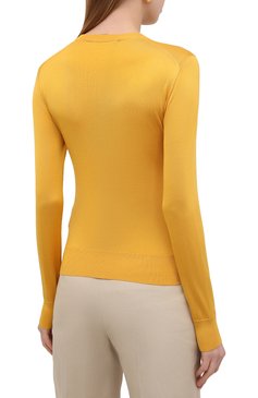 Женский шелковый пуловер DOLCE & GABBANA желтого цвета, арт. FX621T/JASJX | Фото 4 (Материал внешний: Шелк; Рукава: Длинные; Длина (для топов): Стандартные; Региональные ограничения белый список (Axapta Mercury): RU; Женское Кросс-КТ: Пуловер-одежда; Стили: Романтичный)