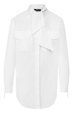 Женская хлопковая блузка GIORGIO ARMANI белого цвета, арт. 9WHCCZ31/TZ350 | Фото 1 (Рукава: Длинные; Принт: Без принта; Длина (для топов): Удлиненные; Материал внешний: Хлопок; Стили: Классический; Женское Кросс-КТ: Блуза-одежда; Статус проверки: Проверена категория)