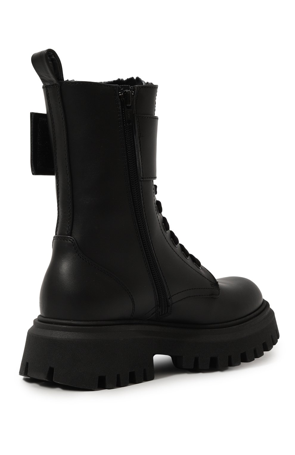 Детские кожаные ботинки MARNI черного цвета, арт. 75368/36-40 | Фото 3 (Материал утеплителя: Натуральный мех; Материал сплава: Проставлено; Нос: Не проставлено)