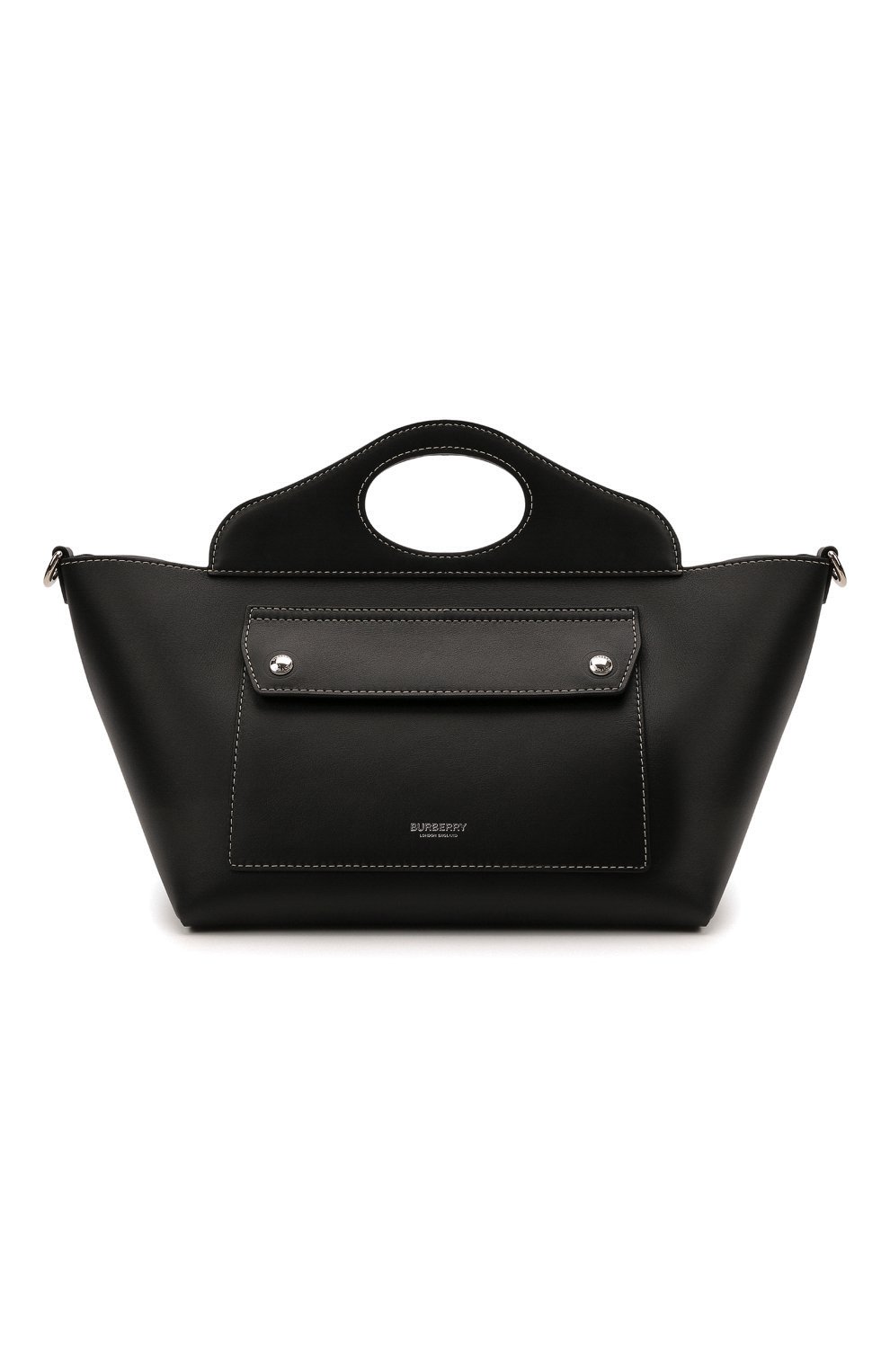 Женская сумка pocket cabas BURBERRY черного цвета, арт. 8040123 | Фото 1 (Сумки-технические: Сумки через плечо, Сумки top-handle; Материал: Натуральная кожа; Размер: small)