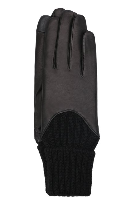Женские кожаные перчатки AGNELLE черного цвета, арт. CECILIA/A | Фото 1 (Материал: Натуральная кожа)