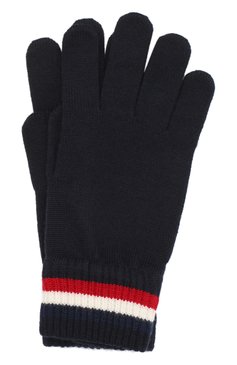 Мужские шерстяные перчатки MONCLER темно-синего цвета, арт. F2-091-3A701-00-A9575 | Фото 1 (Материал: Текстиль, Шерсть; Кросс-КТ: Трикотаж)