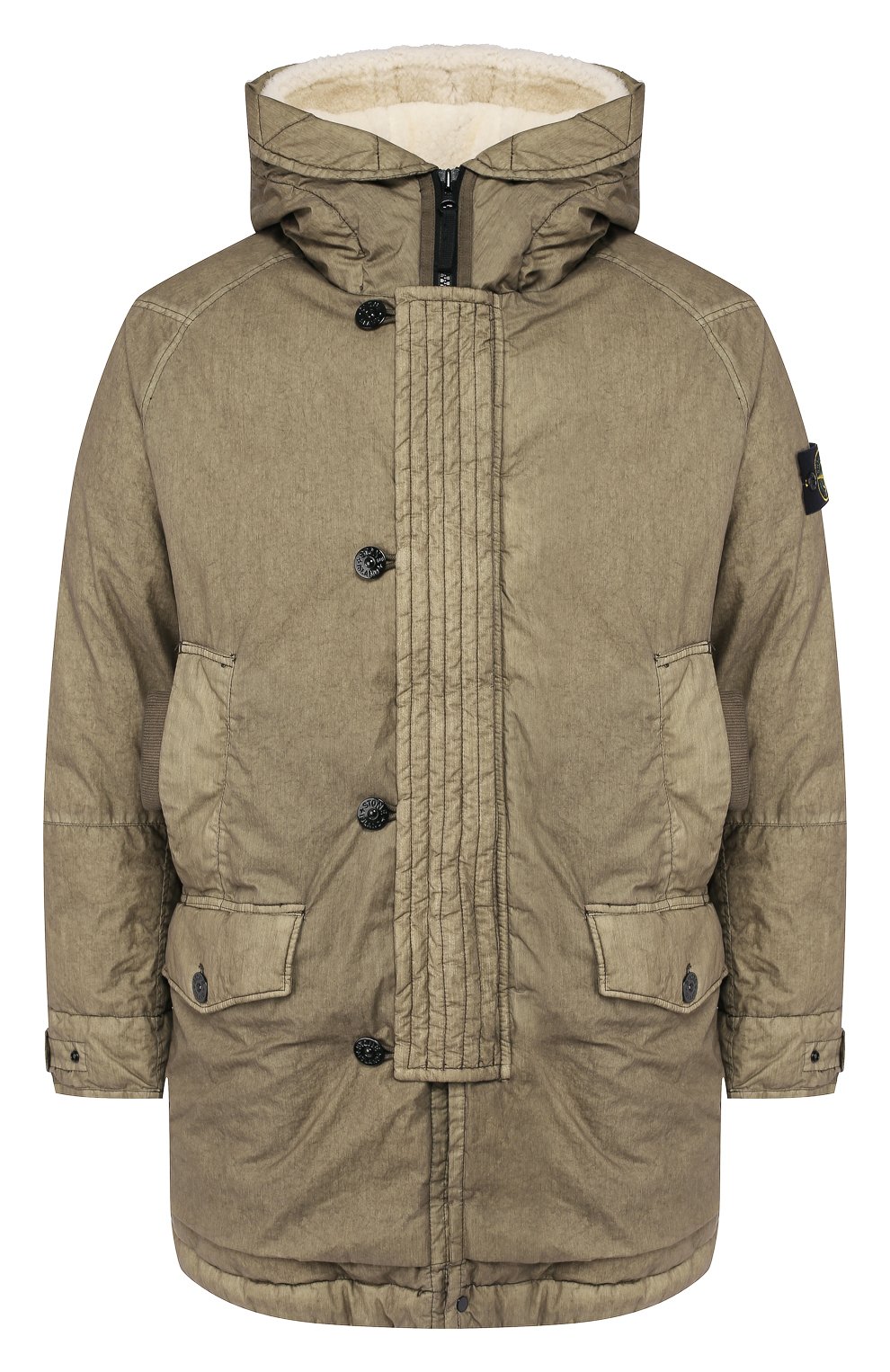 Мужская хаки хлопковый пуховик STONE ISLAND купить в интернет-магазине ...