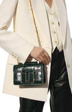 Женская сумка 001 small TOM FORD зеленого цвета, арт. L1384E-LCL150 | Фото 6 (Сумки-технические: Сумки через плечо; Материал: Натуральная кожа; Ремень/цепочка: На ремешке; Размер: small)