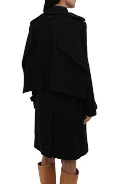 Женское пальто из кашемира и шерсти BURBERRY черного цвета, арт. 8046680 | Фото 4 (Материал внешний: Шерсть, Кашемир; Рукава: Длинные; Стили: Гламурный; Длина (верхняя одежда): До колена; 1-2-бортные: Двубортные; Материал подклада: Купро)