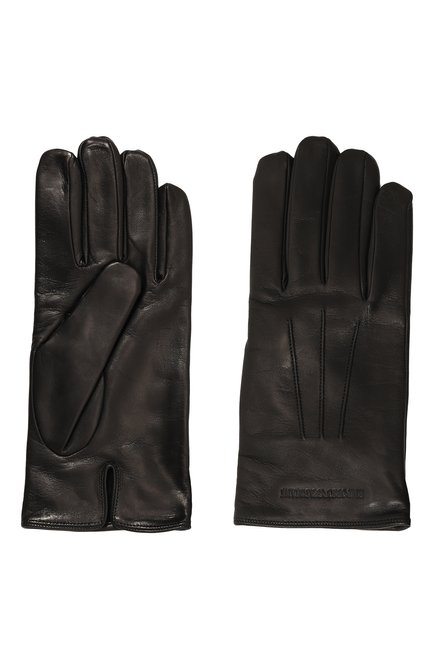 Мужские кожаные перчатки EMPORIO ARMANI черного цвета, арт. 624139/CC203 | Фото 2 (Материал: Натуральная кожа; Нос: Не проставлено; Материал сплава: Проставлено)