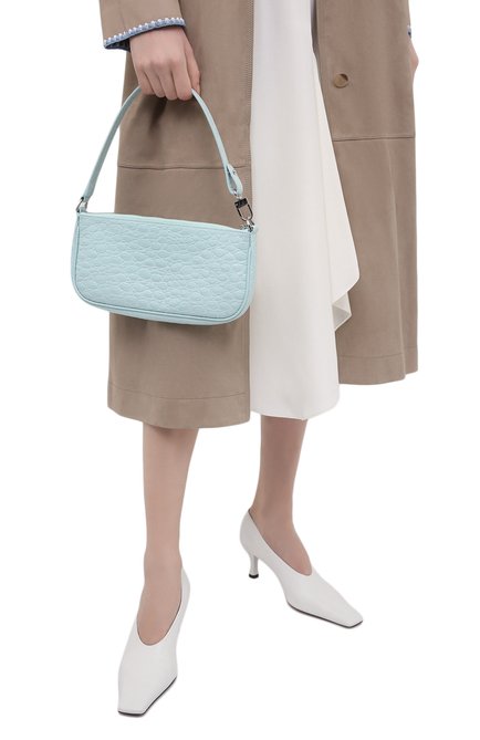 Женская сумка rachel BY FAR голубого цвета, арт. 21SSRCLSICECCEMED | Фото 2 (Материал: Натуральная кожа; Размер: medium, small; Сумки-технические: Сумки через плечо, Сумки top-handle)