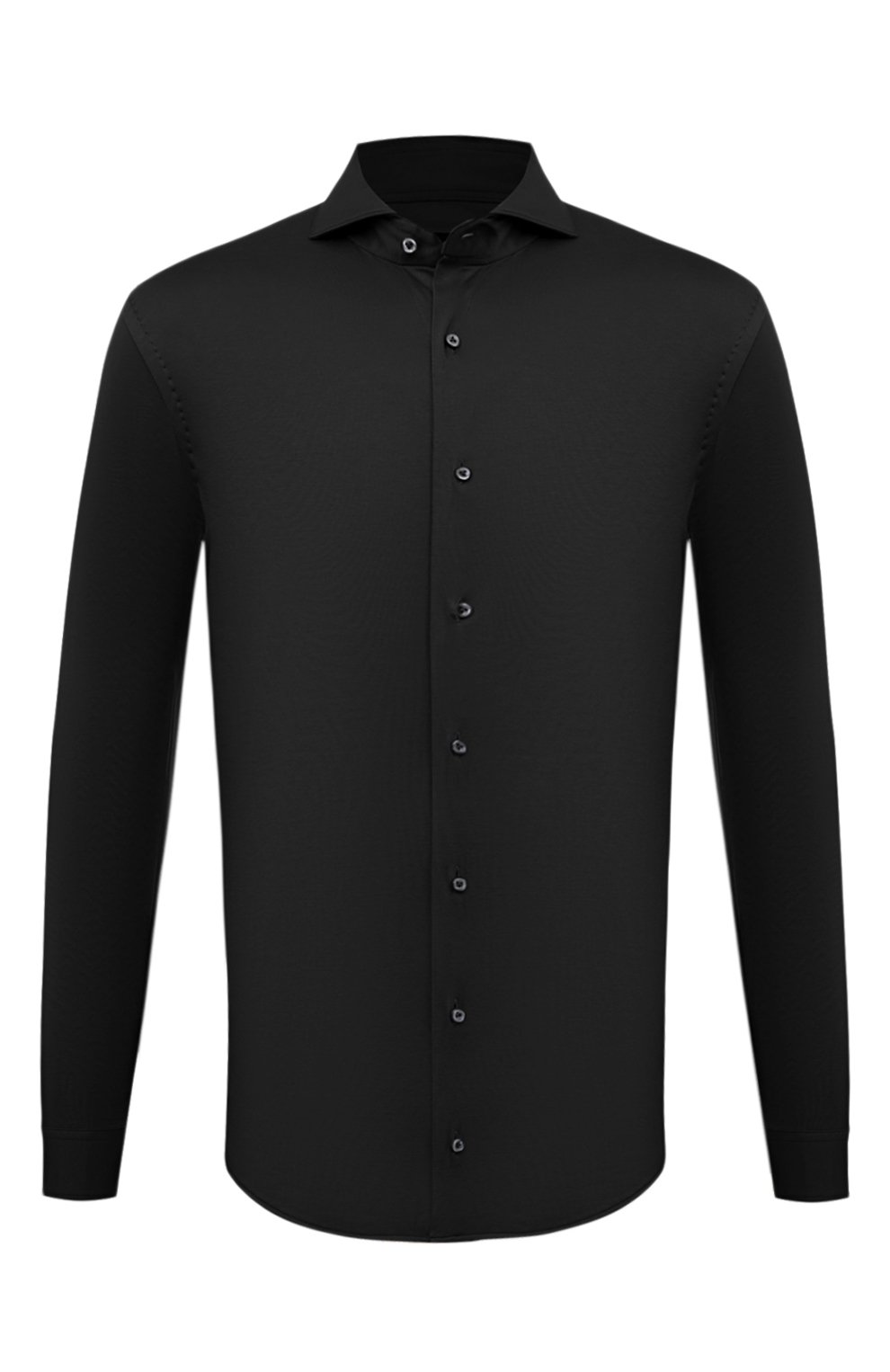 Мужская хлопковая рубашка VAN LAACK черного цвета, арт. PER-LSF/180031 | Фото 1 (Манжеты: На пуговицах; Рукава: Длинные; Воротник: Акула; Случай: Повседневный; Длина (для топов): Стандартные; Рубашки М: Slim Fit; Материал сплава: Проставлено; Материал внешний: Хлопок; Принт: Однотонные; Драгоценные камни: Проставлено; Стили: Кэжуэл)