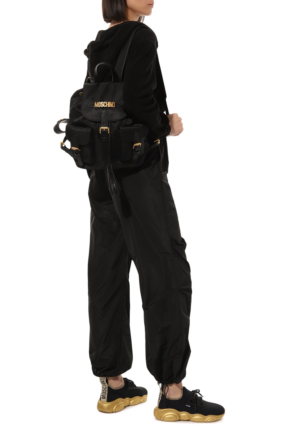 Женский рюкзак MOSCHINO черного цвета, арт. 2317 B7601/8202 | Фото 7 (Размер: medium; Материал: Текстиль; Стили: Кэжуэл)