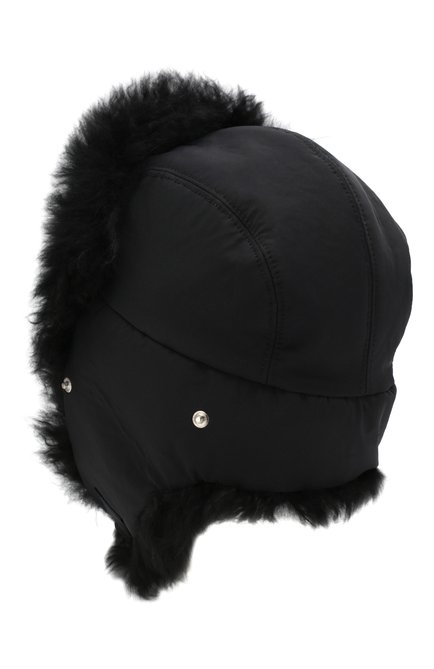Женская шапка-ушанка с мехом GIORGIO ARMANI черного цвета, арт. 797307/9A599 | Фото 2 (Материал: Текстиль, Синтетический материал; Статус проверки: Проверена категория)